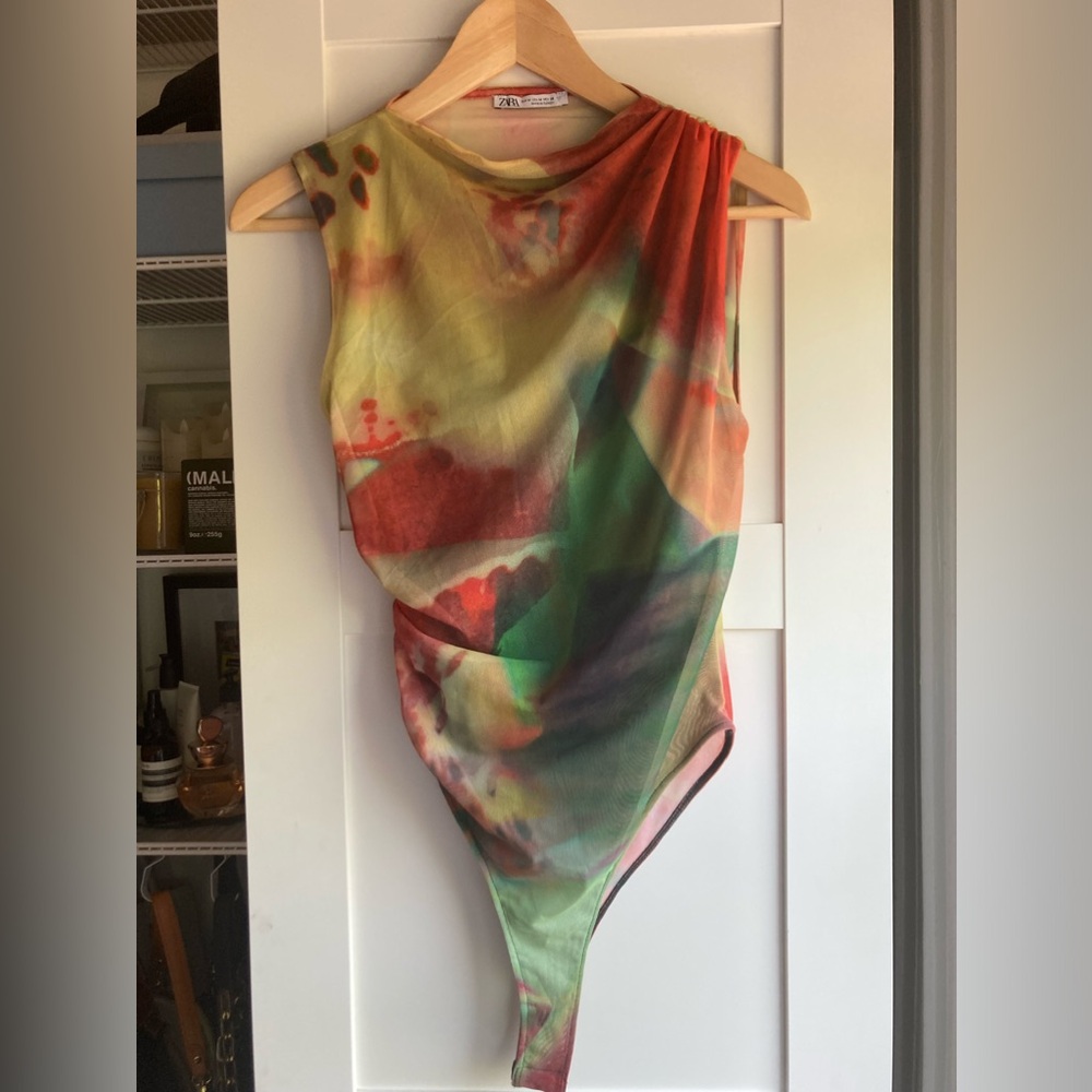 New without tags Zara draped Tulle bodysuit.
